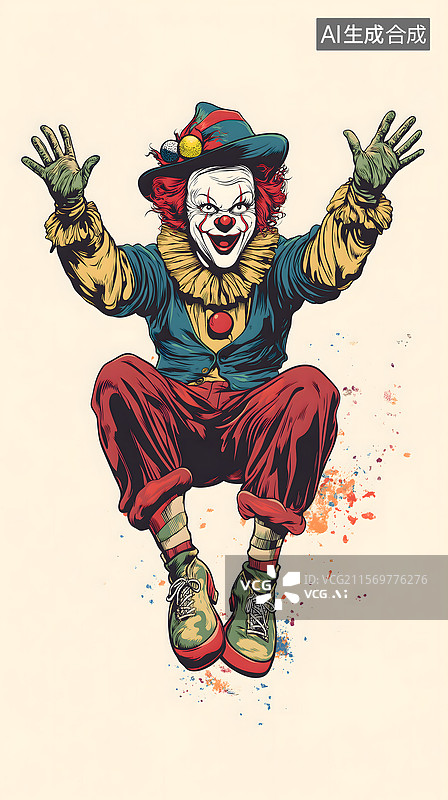 【AI数字艺术】插画 小丑图片素材
