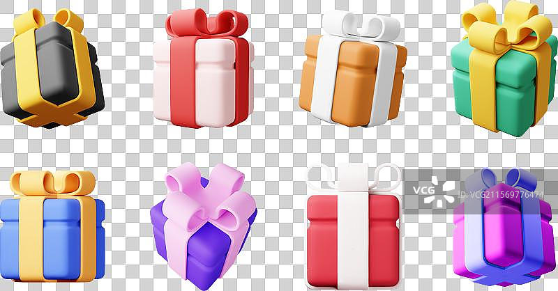3D礼品盒套装，孤立展示图片素材