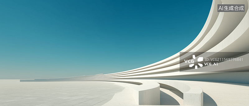 【AI数字艺术】白色现代建筑广场图片素材