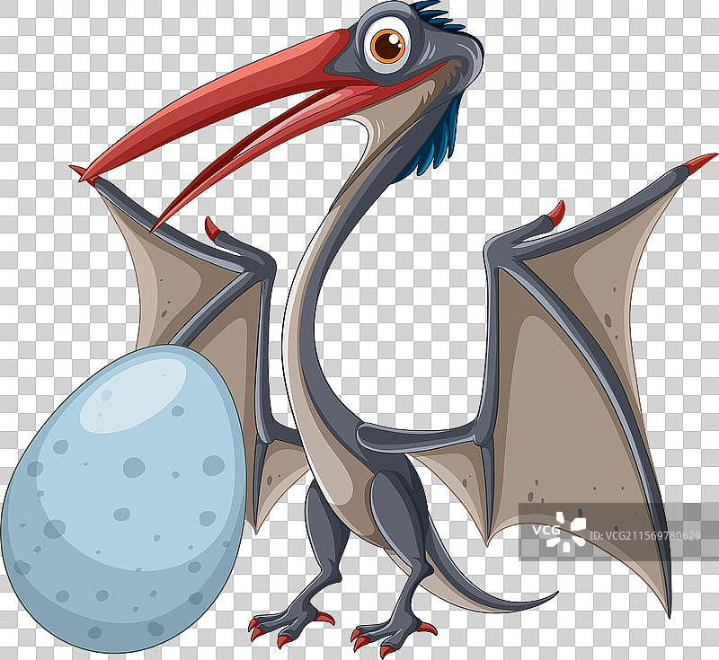 一只翼龙抱着一个大型恐龙蛋图片素材