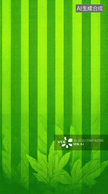 【AI数字艺术】宁静竹韵新中式抽象端午节壁纸包装绿色清新植物背景翡翠背景上的绿色垂直条纹与漂浮竹叶极简艺术图片素材