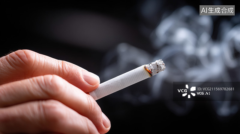 【AI数字艺术】手持点燃的香烟图片素材