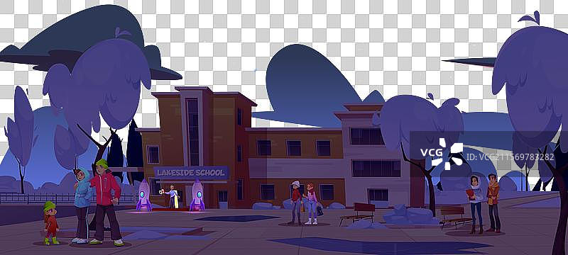 害怕的人们在看疯狂的科学家图片素材