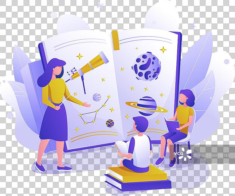 儿童天文学课堂卡通图像图片素材