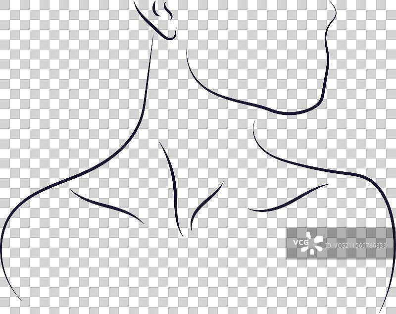 黑色细线条女性侧面肖像插图图片素材