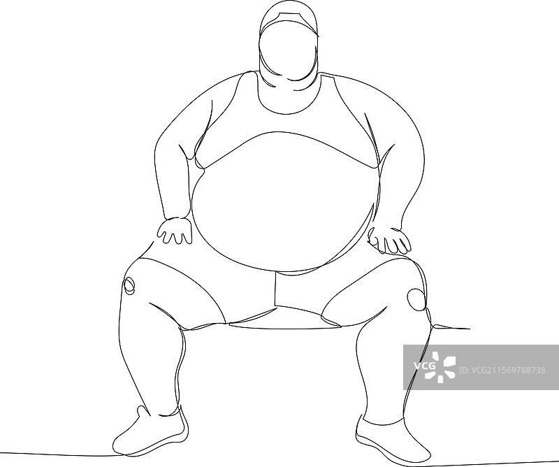 穿着运动服的重度肥胖男子坐在长椅上图片素材