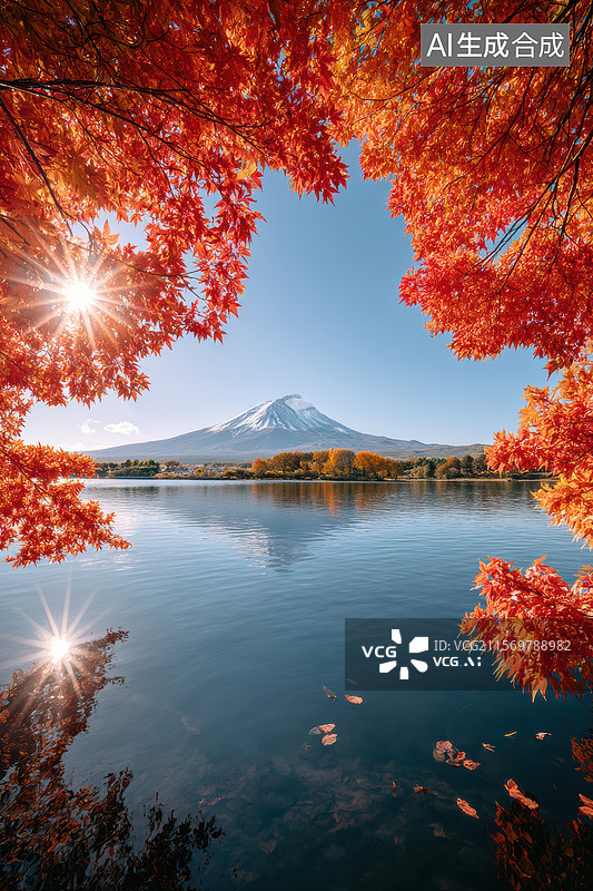 【AI数字艺术】秋天的富士山美景图片素材