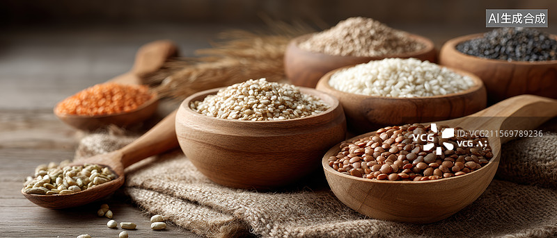 【AI数字艺术】各种谷物和豆类的展示图片素材