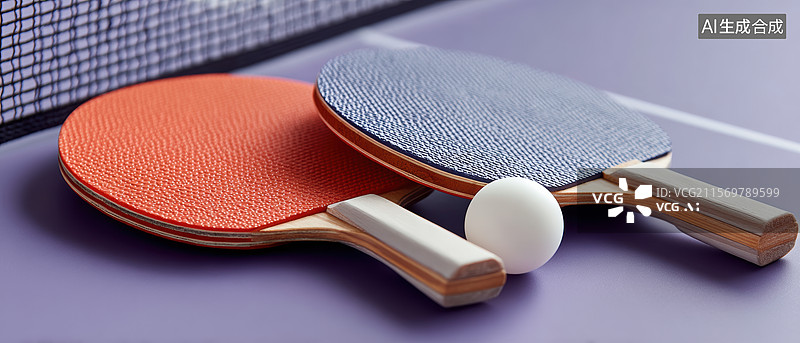 【AI数字艺术】乒乓球拍和乒乓球的特写图片素材