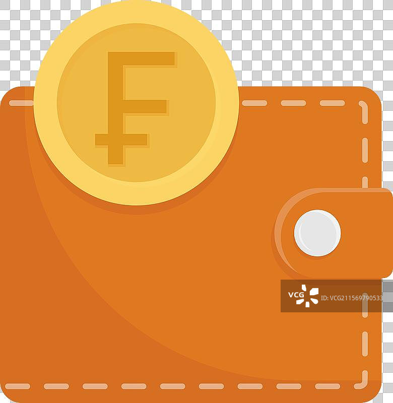 皮革钱包和带法郎符号的金币图片素材