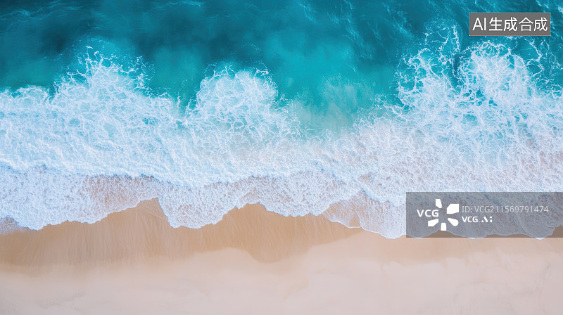 【AI数字艺术】航拍海滩沙滩海浪图片素材