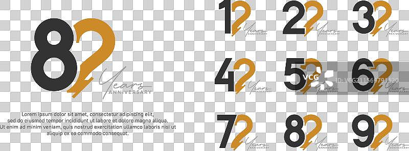 黑色和橙色的周年纪念标志风格套件图片素材