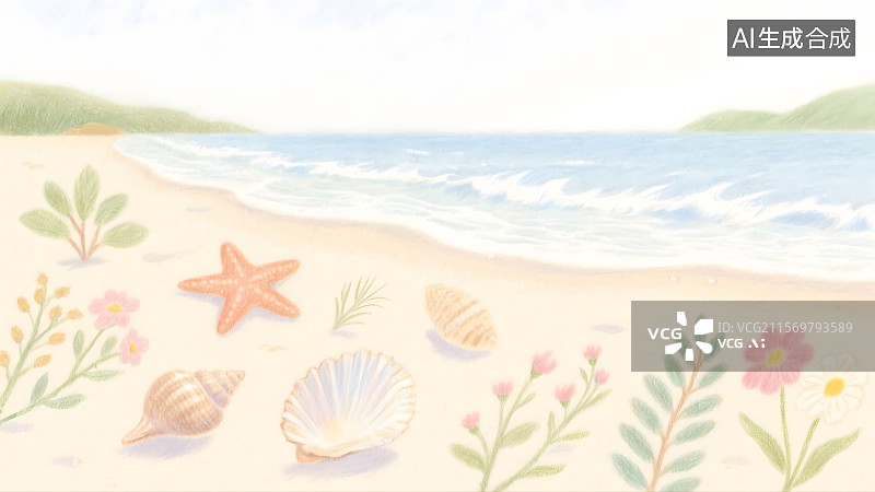 【AI数字艺术】海滩上的贝壳图片素材