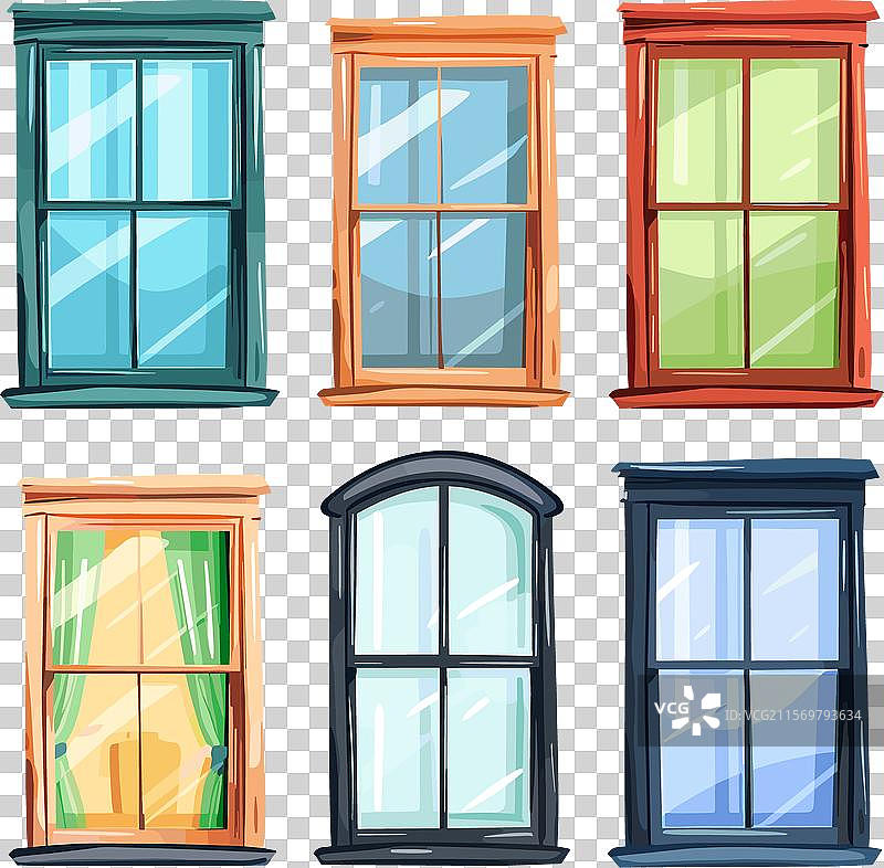 色彩斑斓的复古窗户建筑图片素材