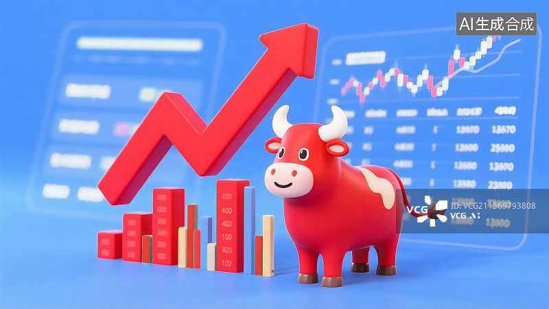 【AI数字艺术】牛市上涨金融概念图图片素材
