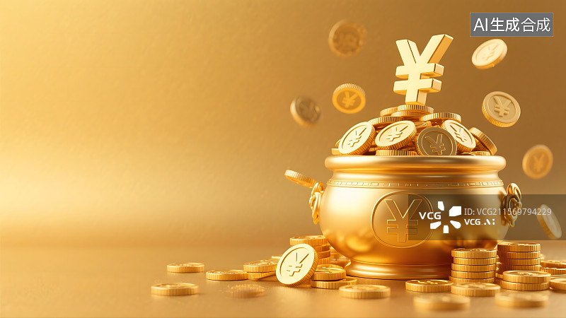 【AI数字艺术】聚宝盆银行储存罐财富3d立体模型图片素材
