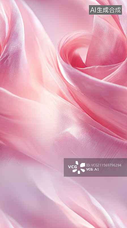 【AI数字艺术】粉色丝绸布料的柔软褶皱图片素材