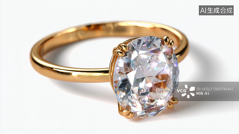 【AI数字艺术】黄金戒指配以大型梨形钻石图片素材