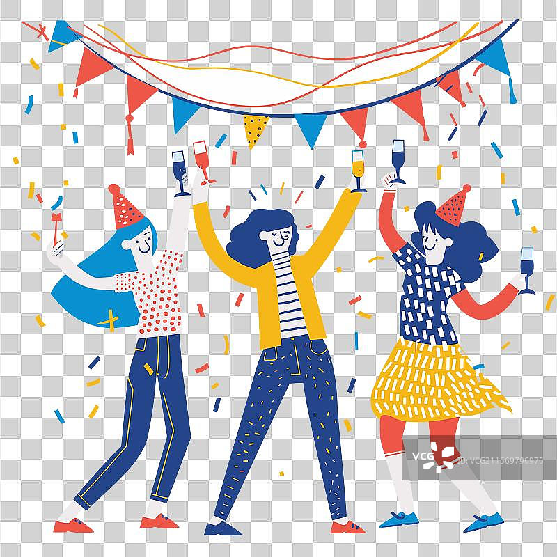 三个年轻人庆祝节日的快乐时刻图片素材