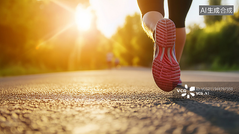 【AI数字艺术】逆光而行的跑步运动员，全民运动图片素材