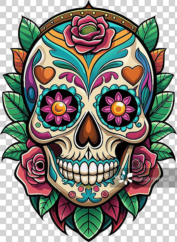 糖骷髅装饰纹身图片素材