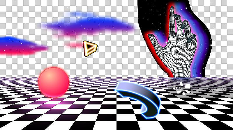 蒸汽波或合成波的抽象概念与图片素材