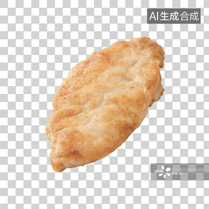 【AI数字艺术】白色背景上一块熟的猪肉特写，煎猪排，猪里脊肉图片素材