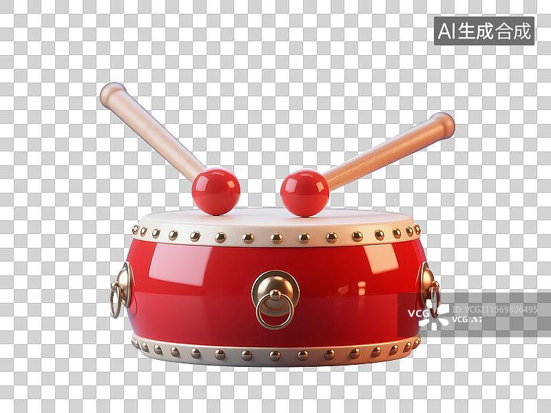 【AI数字艺术】3D渲染，鼓，民族乐器，打击乐器，中国传统乐器，免抠元素图片素材