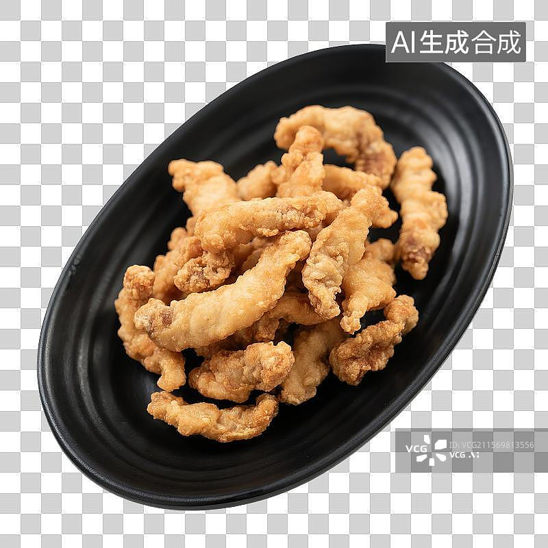 【AI数字艺术】小酥肉，炸里脊肉，四川菜，盘子里的小酥肉特写图片素材