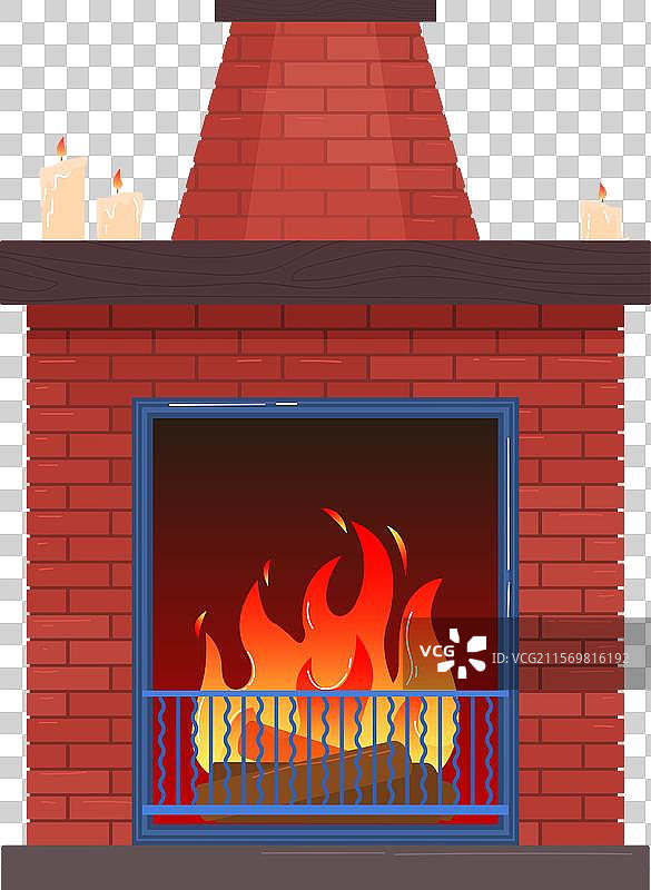 砖砌壁炉温暖的炉边舒适环境孤立设置图片素材