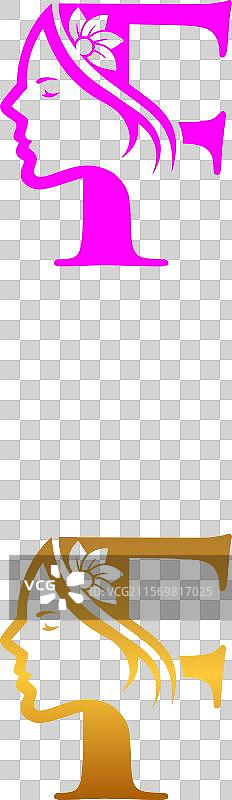 抽象字母F与美学概念的标志设计图片素材