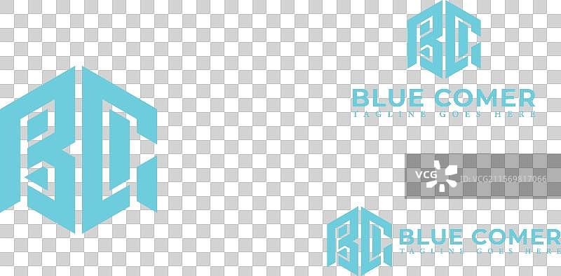 抽象的初始六边形字母bc或cb标志图片素材