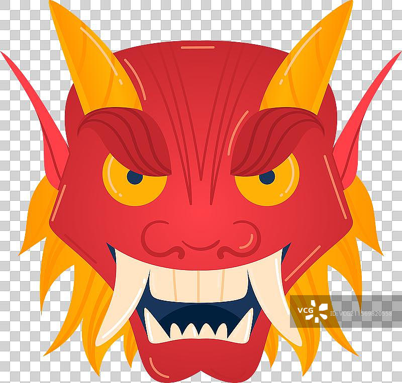 凶猛的红龙面孔与多彩的翅膀图片素材