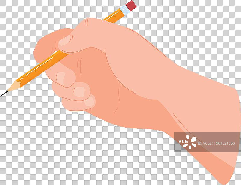 特写手握铅笔准备写作图片素材