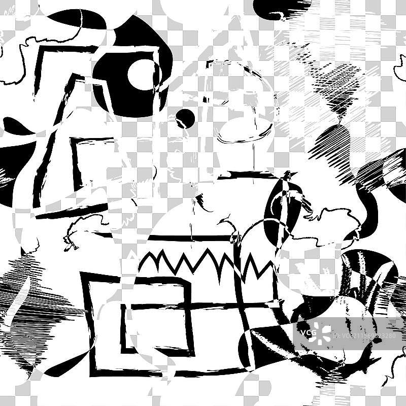 黑白部落民族几何无缝图案图片素材