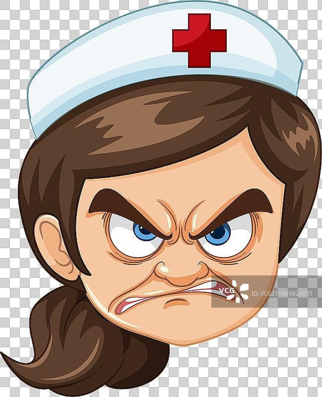 生气表情的卡通护士图片素材