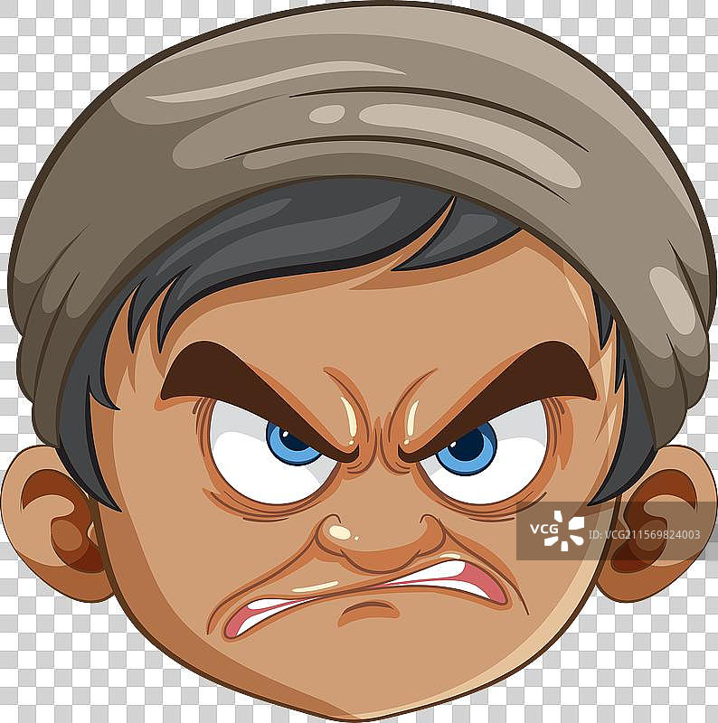 皱眉的卡通脸，表情强烈图片素材