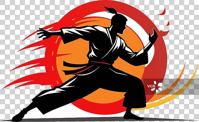 优雅的运动：合气道的剪影图片素材