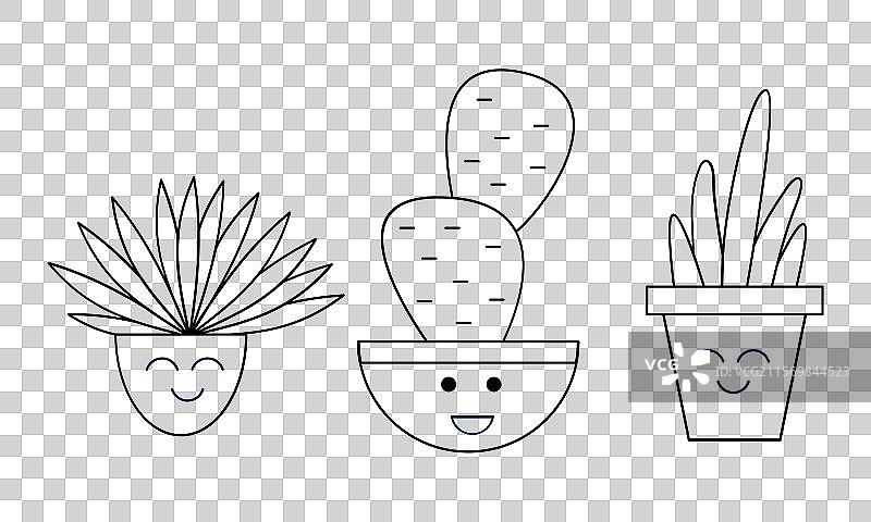 可爱的植物涂色书图片素材