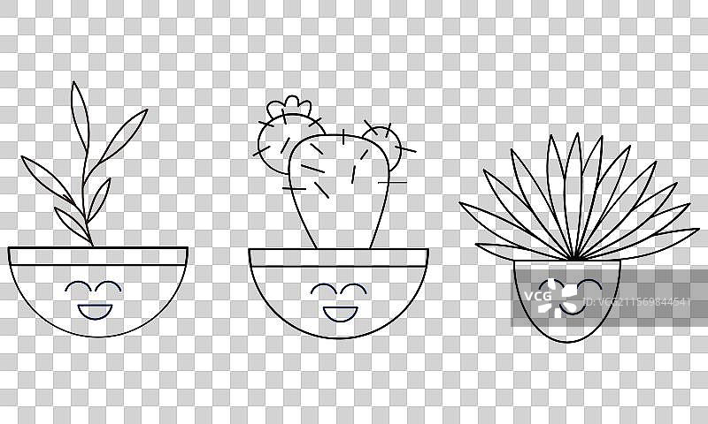 可爱的植物涂色书图片素材