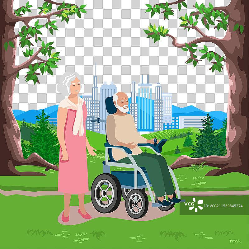 在电动轮椅上行走图片素材