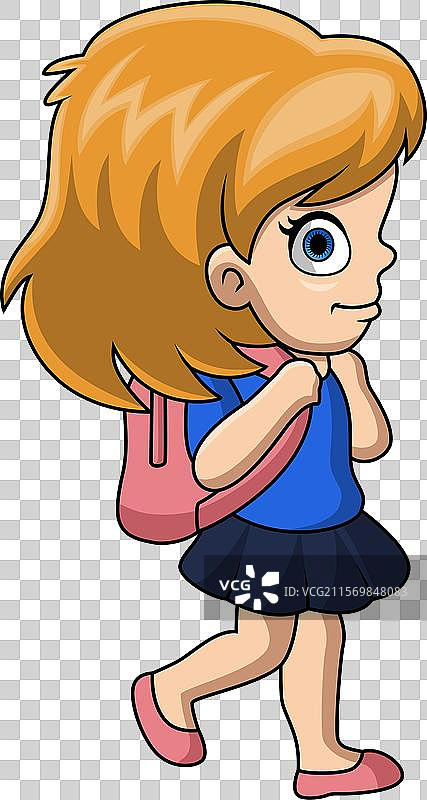 搞笑快乐的学校女孩卡通图图片素材