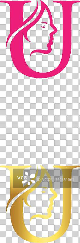 字母U的美丽面孔标志概念设计图片素材