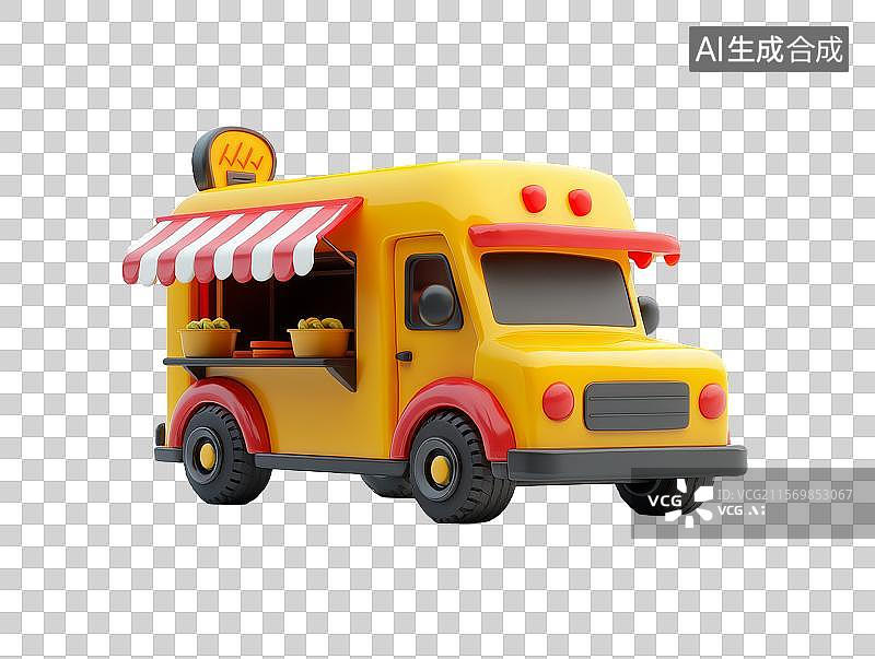 【AI数字艺术】黄色餐车模型图片素材