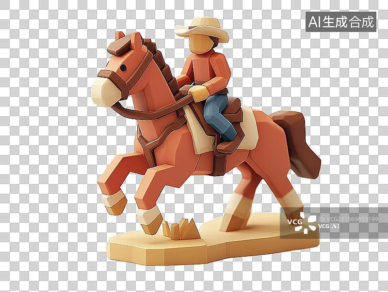 【AI数字艺术】牛仔骑马雕像图片素材