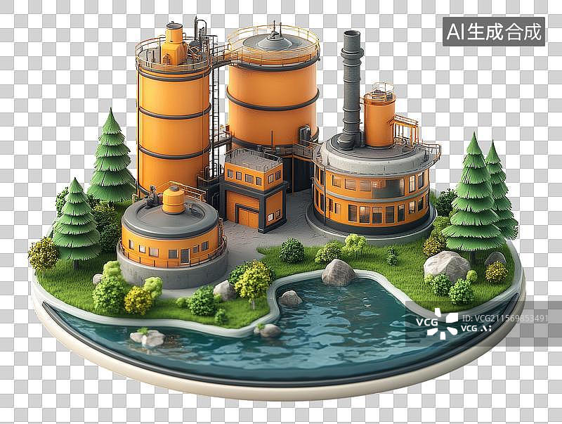 【AI数字艺术】工业工厂模型图片素材