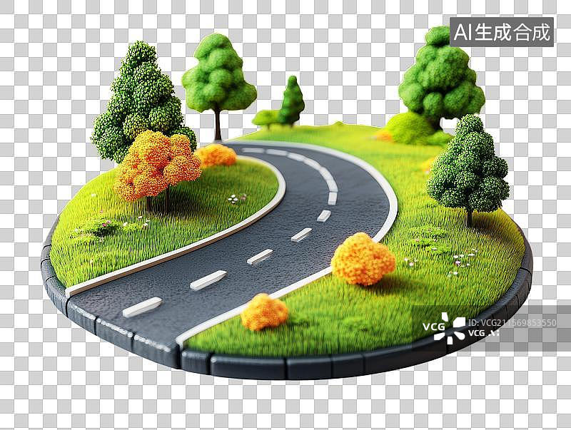 【AI数字艺术】微型景观中的蜿蜒道路图片素材