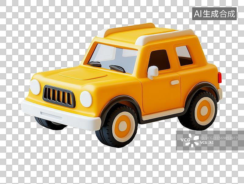 【AI数字艺术】黄色玩具车模型图片素材