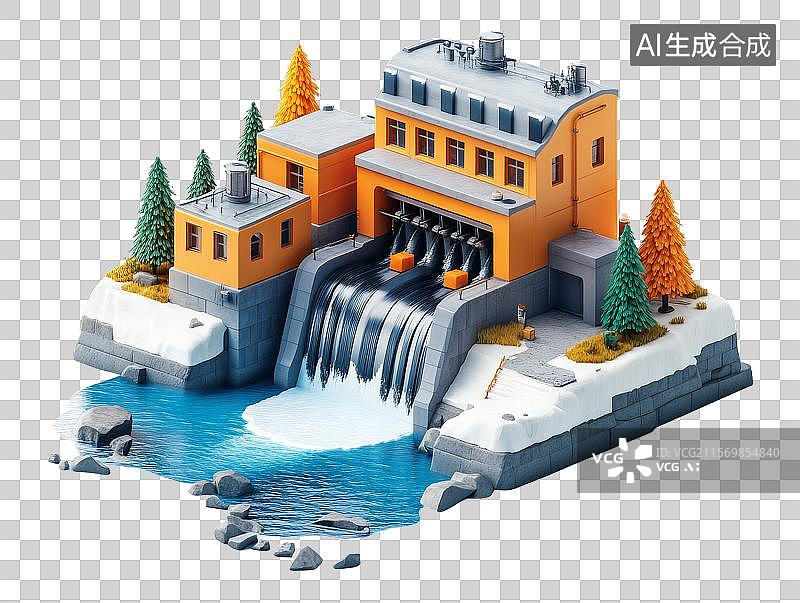 【AI数字艺术】水力发电站模型图片素材