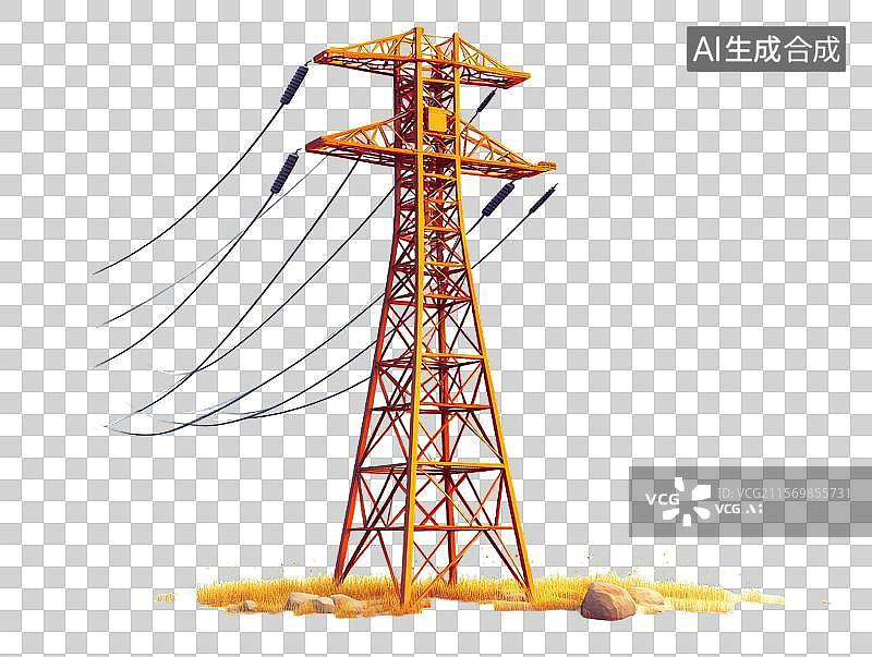 【AI数字艺术】高压电塔及其输电线图片素材